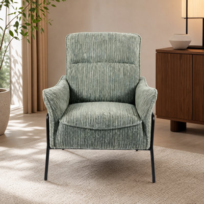 Chaise d'appoint rayée en tissu avec structure en métal