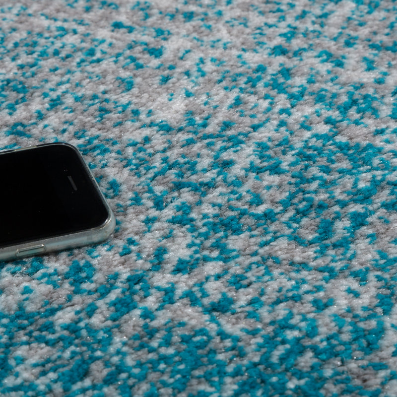 Tapis à motif abstrait éclaboussures d'aspect usé crème turquoise, Rectangle 2 pi x 3 pi 3 po
