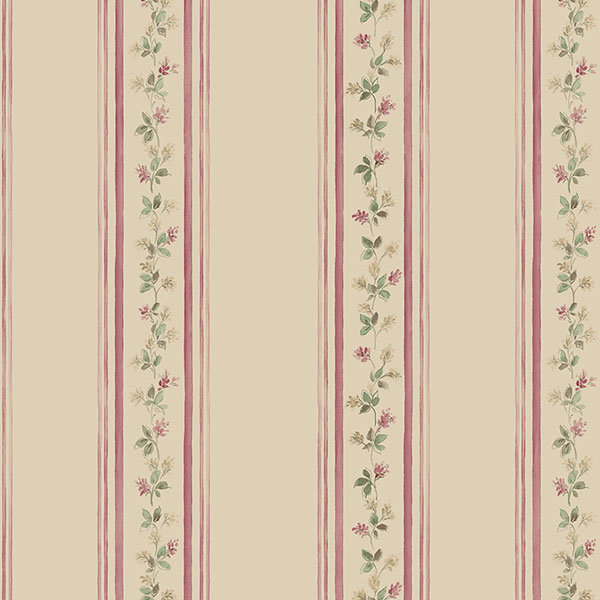 Papier peint à rayures lilas, Brun/rouge
