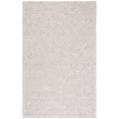 Anaissa Textual Hand Tufted Wool/Cotton Southwestern Rug in Beige