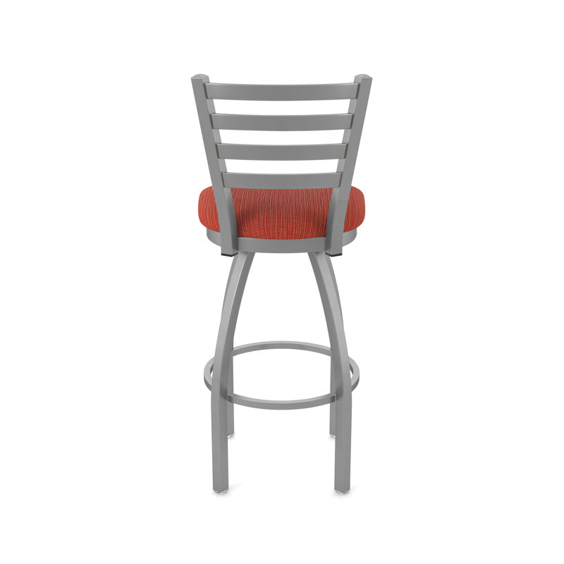 Jackie Swivel Stool, Stainless, Counter Stool (25" Seat Height), Fabric-Graph Poppy