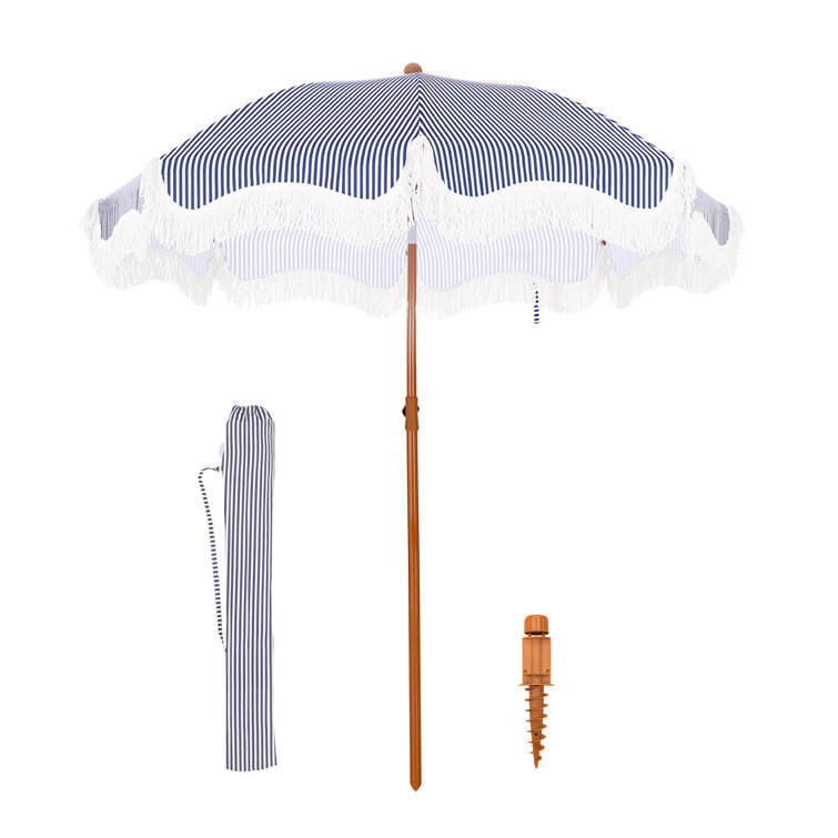 Sharniece 7ft Patio Umbrella with Fringe Outdoor Tassel Umbrella
