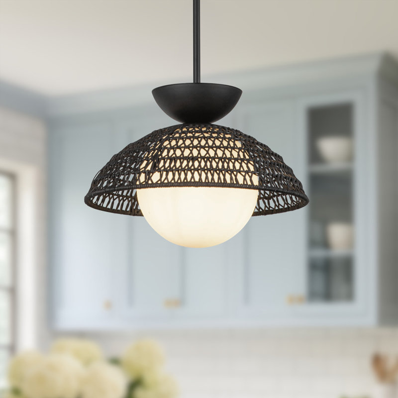 Luminaire suspendu 1 lumière Byrone, Noir mat