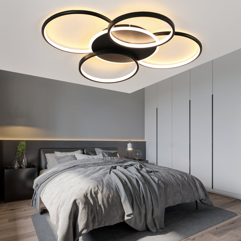 Danielys LED Flush Ceiling Light 5-Lights, 67 cm, Matte Black
