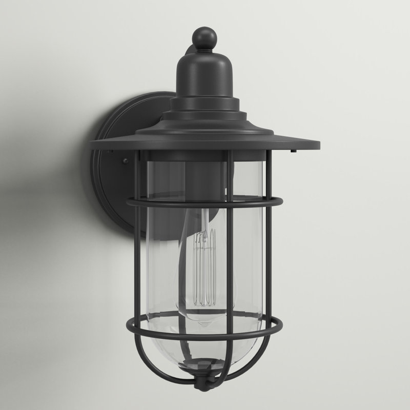 Applique murale d'extérieur 1 lumière Ulmston, Noir thermolaqué, H 15,75 po x l 10 po x P 7 po