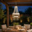 Lanterne solaire suspendue d'extérieur avec lustre en cristal blanc, double structure moderne en acrylique cristal, étanche, idéale pour la décoration de jardin, la terrasse, les fêtes et les chambres. Parfait pour une tonnelle, un jardin, un patio, une fête ou une chambre.