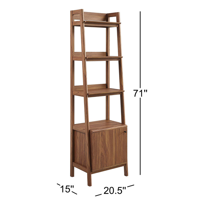 Modway Bixby 21" Bookshelf, (4 Shelves) 71"H x 20.5"W x 15"D, Walnut