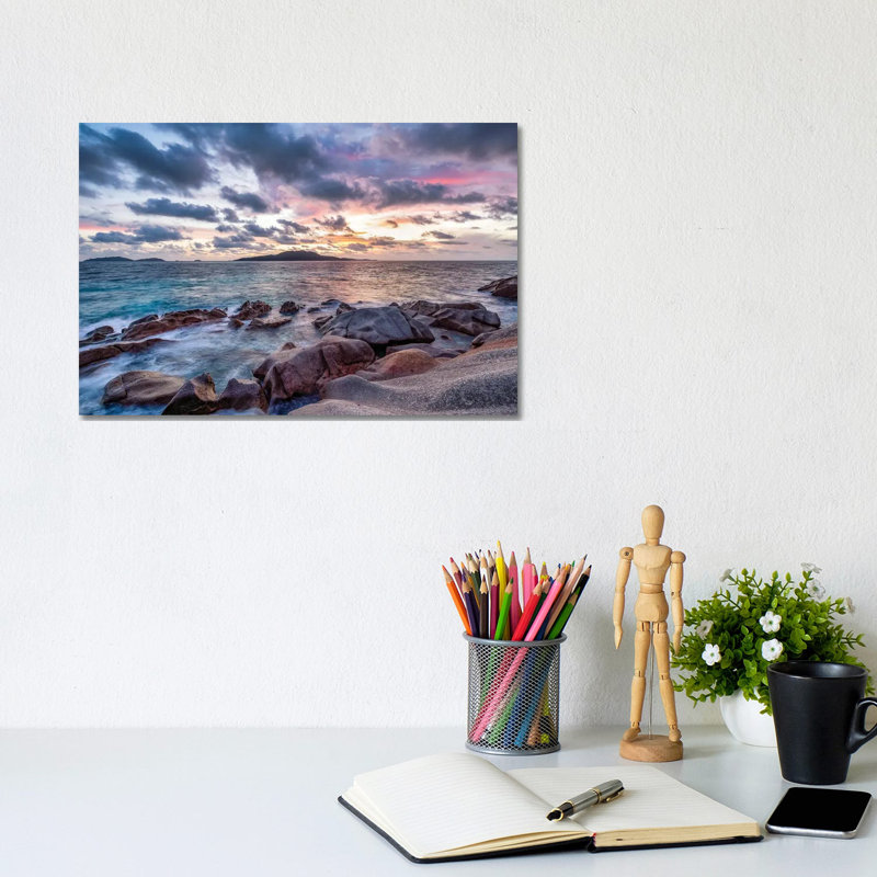 Félicité Island At Sunrise Seen From La Digue, Seychelles by Jan Becke - Wrapped Canvas Print, 20.32 cm H x 30.48 cm W