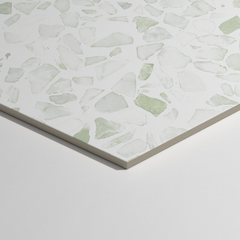 Terrazzo 9" Hexagon Matte Terrazzo Look Porcelain Tile, Hex Green