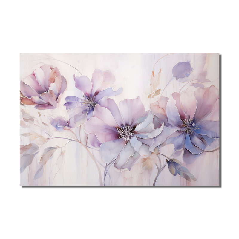 «Purple Botanical Whispers I», art mural abstrait