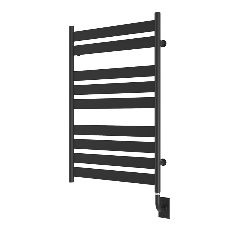 Chauffe-serviettes électrique mural 19,5 "x 37" Romano - Noir mat, panneaux plats, rempli de liquide, garantie à vie