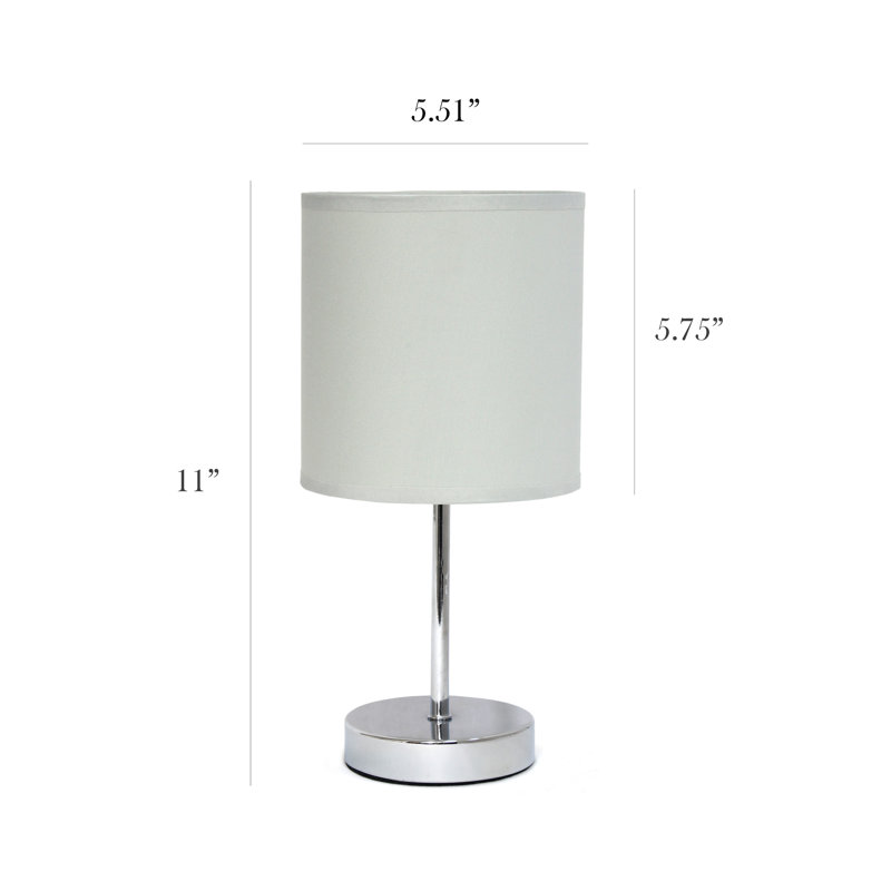 Amandev Simple Designs Mini Basic Table Lamp with Drum Fabric Shade, Slate