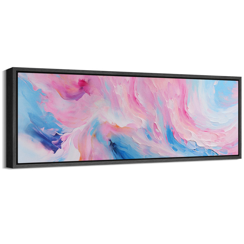 «Abstract Colorful Strokes Aurora Swirl», peinture abstraite encadrée sur toile, H 20 po x l 60 po, Noir, noir, noir, noir