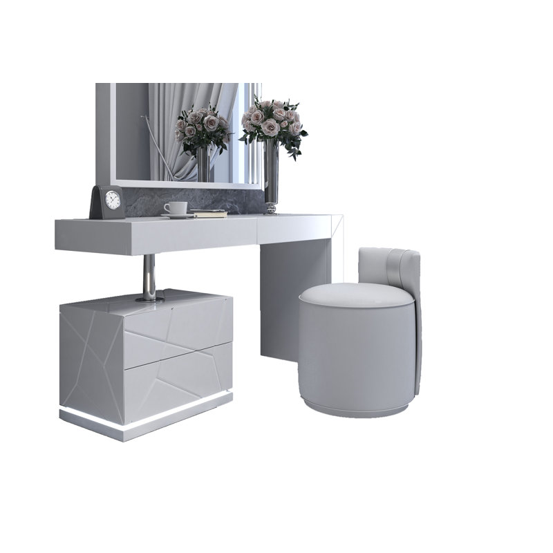 Ensemble de coiffeuse avec tabouret, Mat