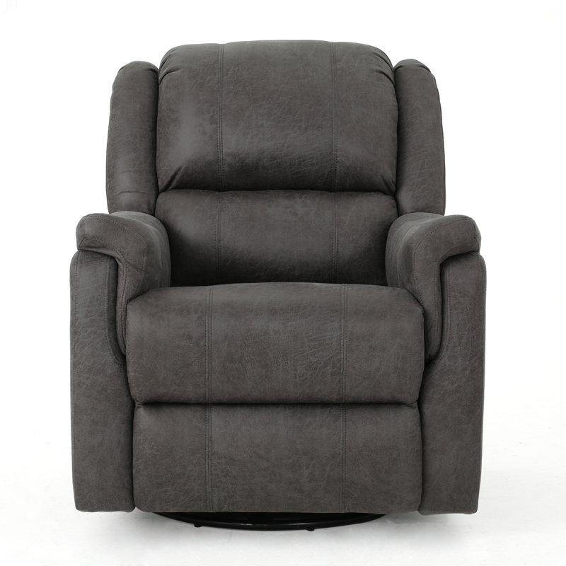 GLIDER RECLINER WITH SWIVEL, Modern Style Upholstery Recliner, Slate Microfiber/Microsuede