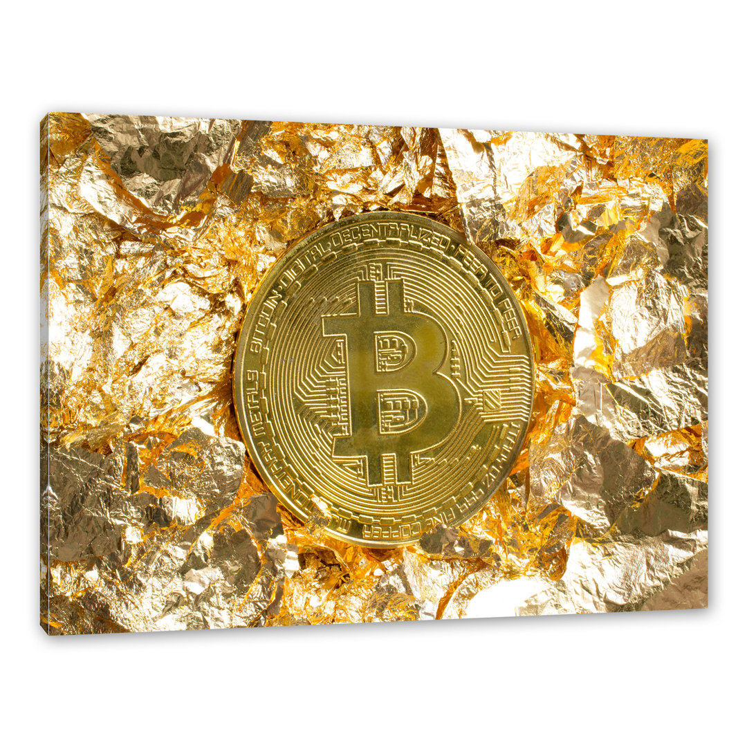 Leinwandbild Bitcoin BTC Goldpapier