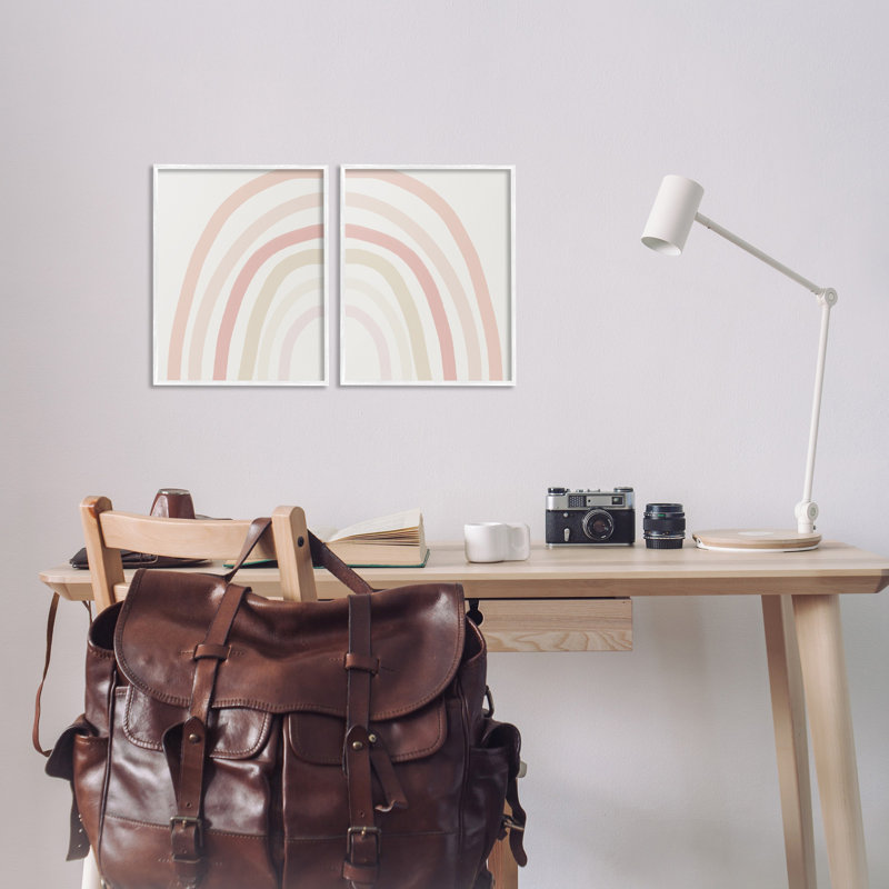Ensemble de 2 giclées encadrées pour enfants en forme d'arc-en-ciel pastel pour enfants par Leah Straatsma, H 14 po x l 11 po