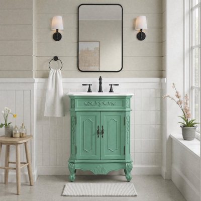 Lunette 27 " W Freestanding Standard Free Standing 1 Single Vanity Bathroom Vanity With Top