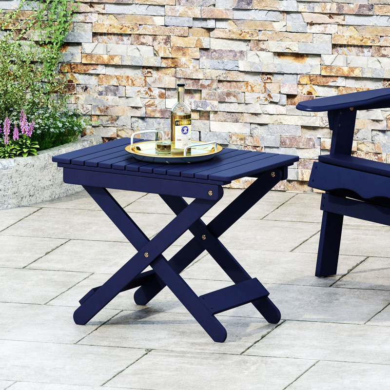 Abriele End Table, Outdoor Folding Side Table, Small Accent Table, Navy Blue