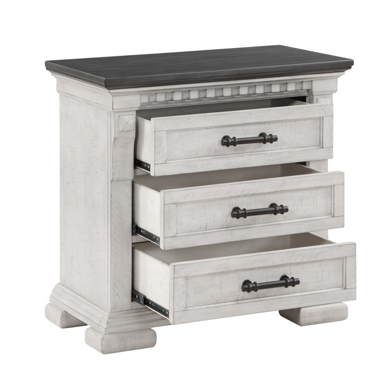 3 Nightstand In Antique White - Transitional Bedroom Furniture Piece Elegant Chest