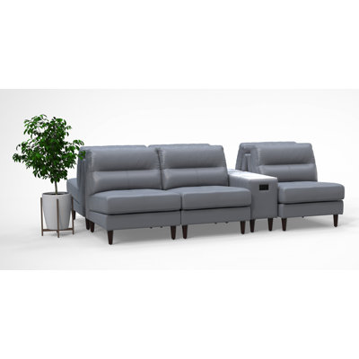 6 Person Waiting Room Reception Chairs With Charging Tables 8Pc Set Color Gray 100% Real Leatherd