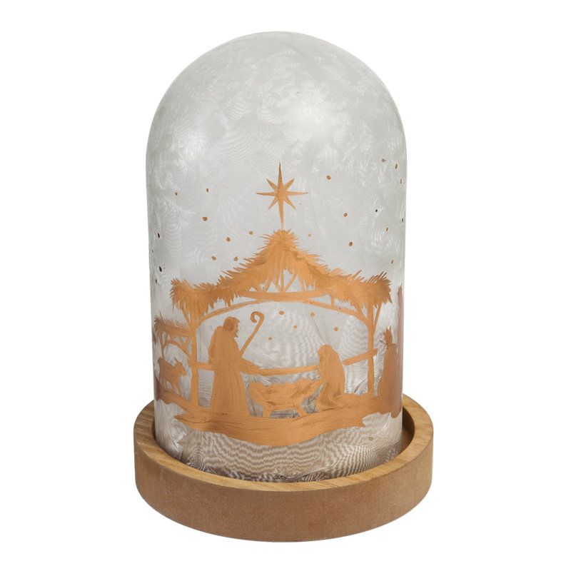 Cloche à del en verre peint à la main crèche