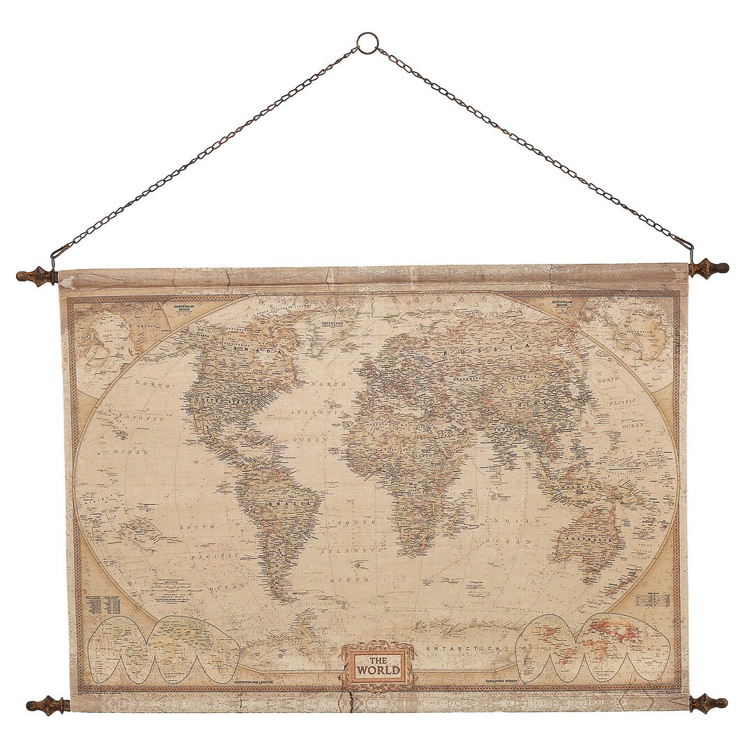 Wanddekoration Vintage World Map