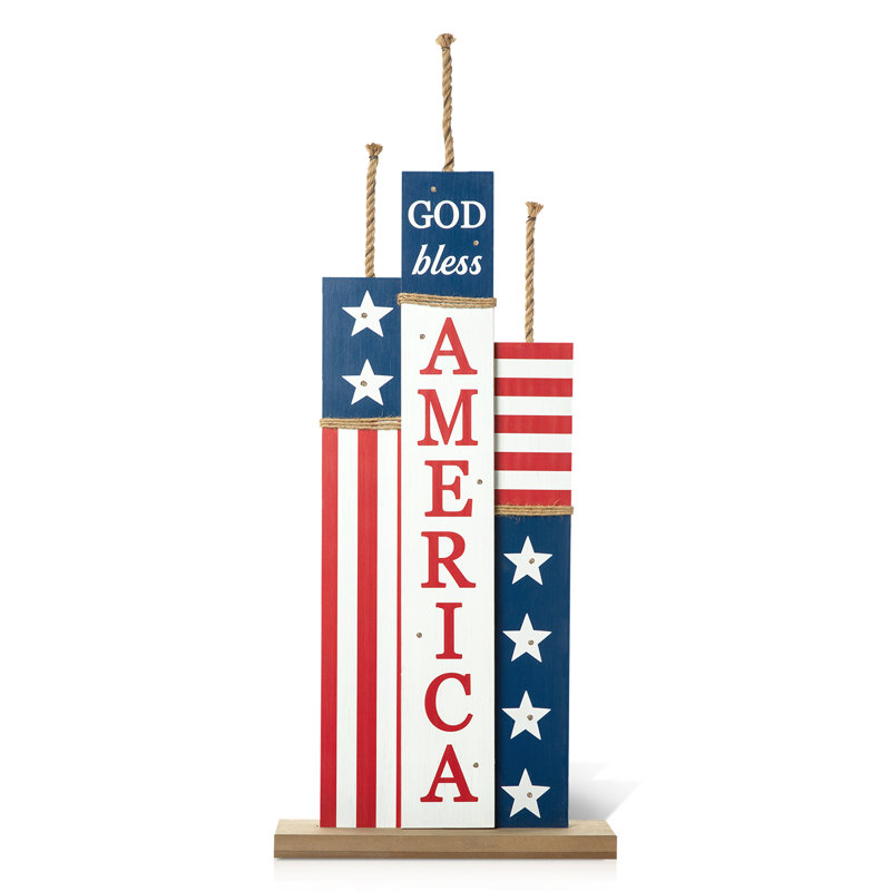 Lighted Wooden Patriotic Firecracker Porch Decor
