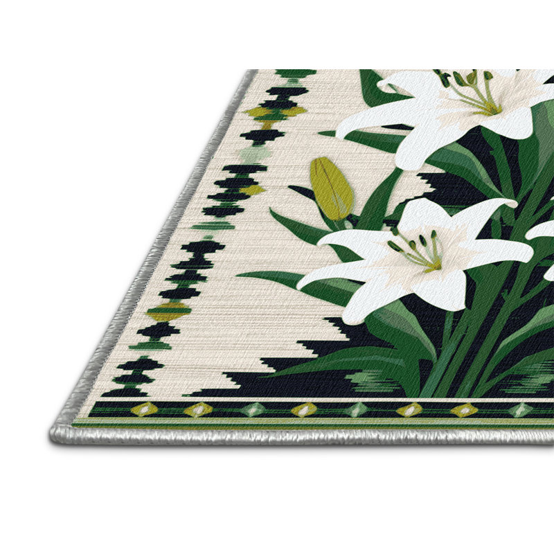 Washable Desert Lily Southwestern Area Rug, Rectangle 6' x 9'