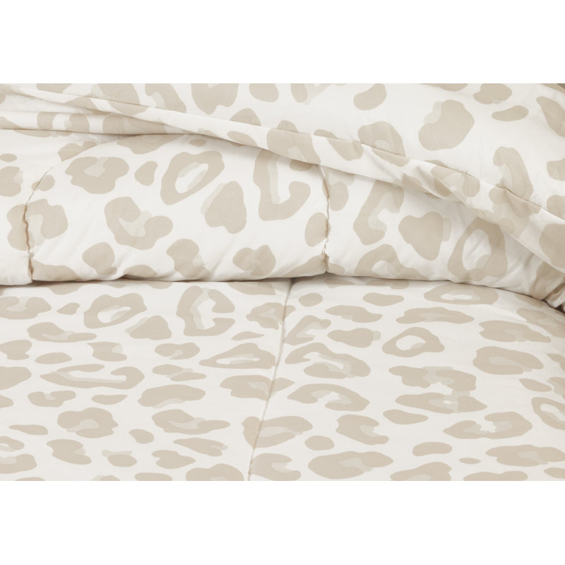 3-Piece Chanasya Leopard Beige Microfiber Comforter Set, Queen Comforter + 2 Standard Shams