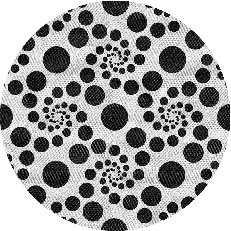 Tapis noir/blanc à motifs, Rond 3 pi