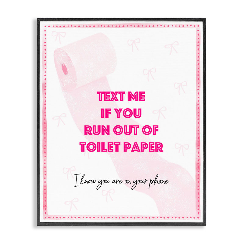 Texte rose pour papier de toilette, estampe numérique, design par Ziwei Li, H 20 po x l 16 po, Giclée encadrée noir minuit