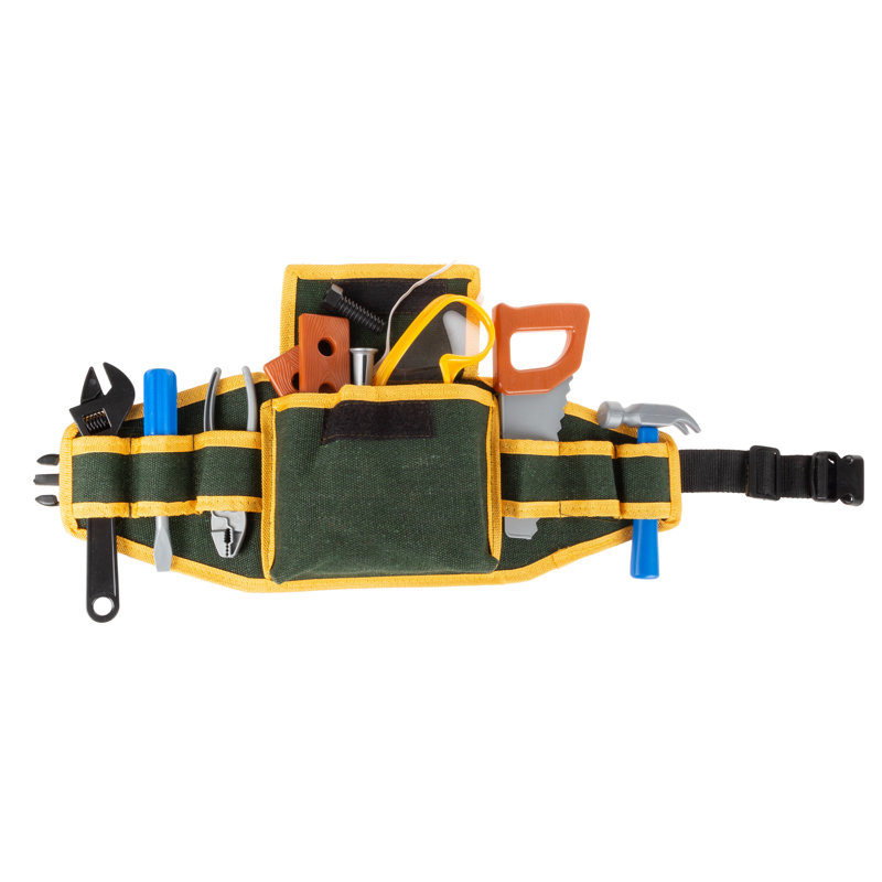 Hey! Play! Kids Tool Belt Set - Children's Handyman Kit with Belts, Saw, Hammer, Screwdriver, Wrench, Pliers, Safety Goggles, and More