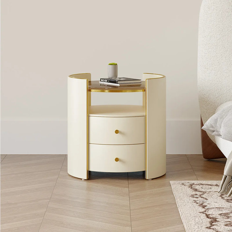 Table de chevet moderne de luxe 20,08 po avec 2 tiroirs