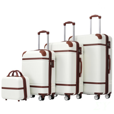 Hardshell Luggage Sets 4 Pieces 20"+24"+28" Luggages and Cosmetic Case Spinner Suitcase with TSA Lock  Lightweight, Luggage