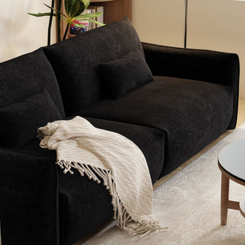 High-back Retro Chenille Black Couch