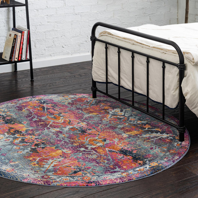 Floral Indoor Rug, Round 3'7"