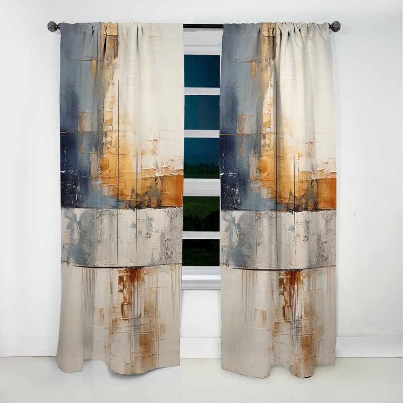 Wemple - Collages Abstract Blackout Curtain - 1 Panels, 52" W x 84" L