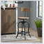 Tabouret de bar pivotant avec bois de sapin, siège en similicuir capitonné à losanges et hauteur réglable pour plus de confort et de style