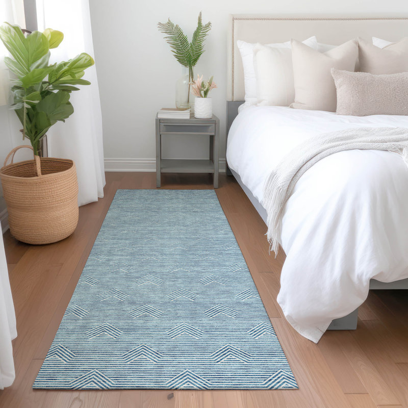 Premium Machine Washable Prisco Teal Rug, Runner 2'3" x 7'6"