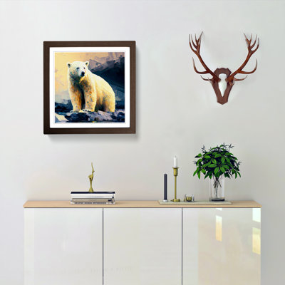 Polar Bear Post-Impressionism - Single Picture Frame Print on Wood