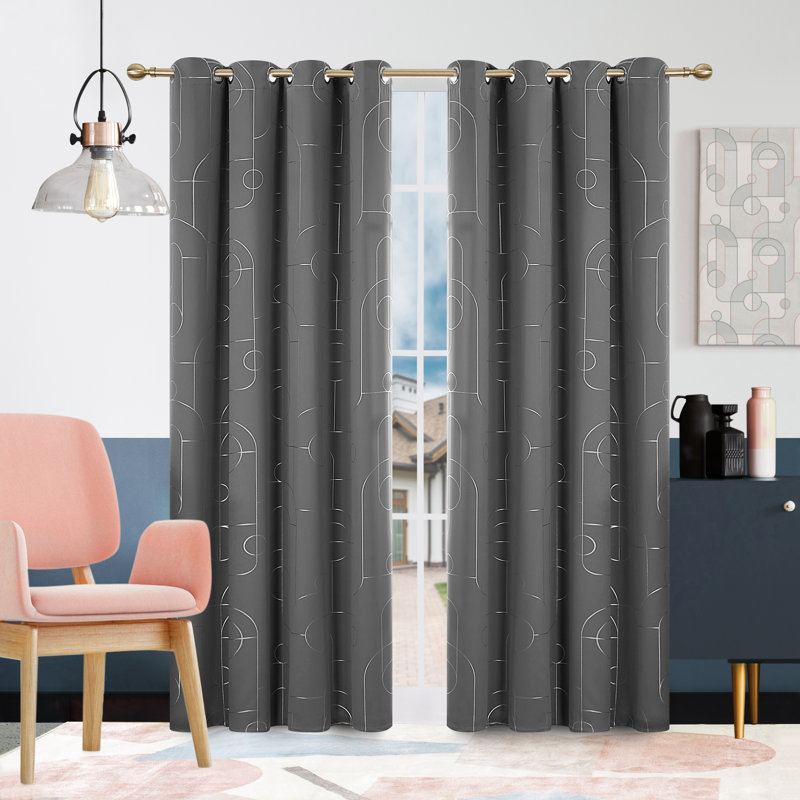 Ashleeann Room Darkening Curtain Panel Pair, 52" W x 63" L, Gray