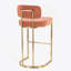 Tabouret de bar à hauteur fixe en métal doré et tissu saumon - Ensemble de 2-2031107349