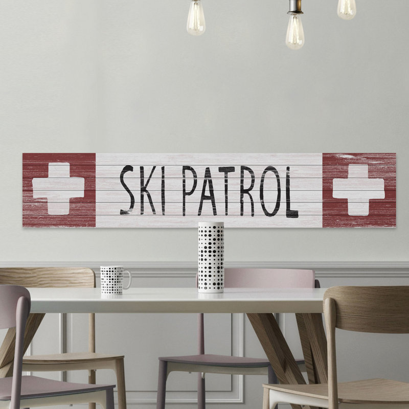 « ski patrol crosss », art textuel sur bois