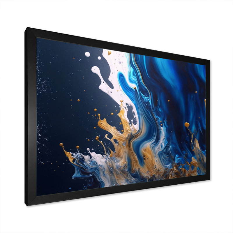 «Ice Paint Splash I», art mural encadré à spirales abstraites, Cadre photo noir, H 12 po x l 20 po x P 1 po