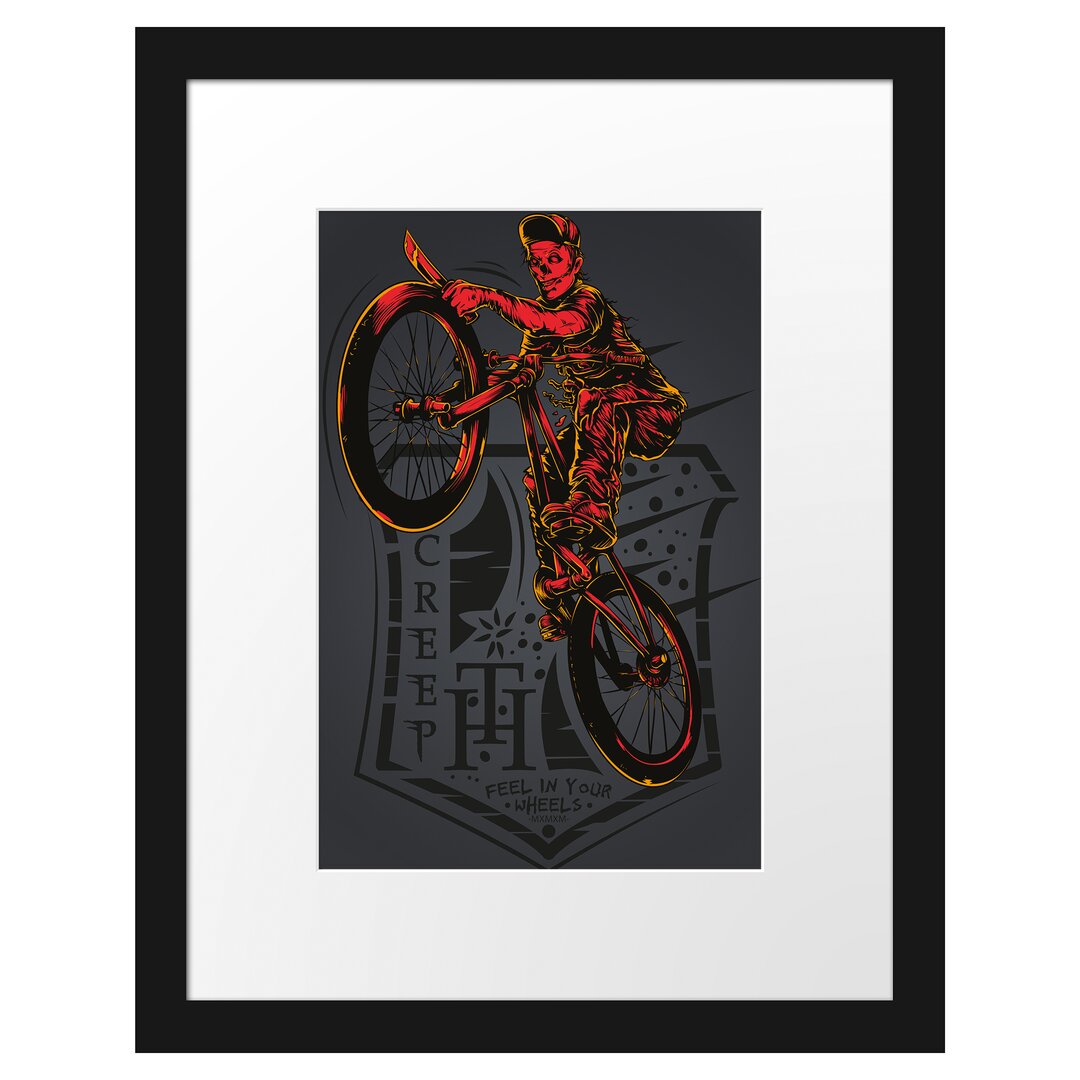 Gerahmtes Poster Creepy Biker Black