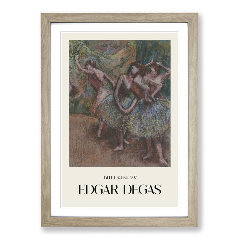 View of the Ballet Ballerina Dancers by Edgar Degas - Picture Frame Art Prints, 48cm H x 36cm W x 2cm D, Oak