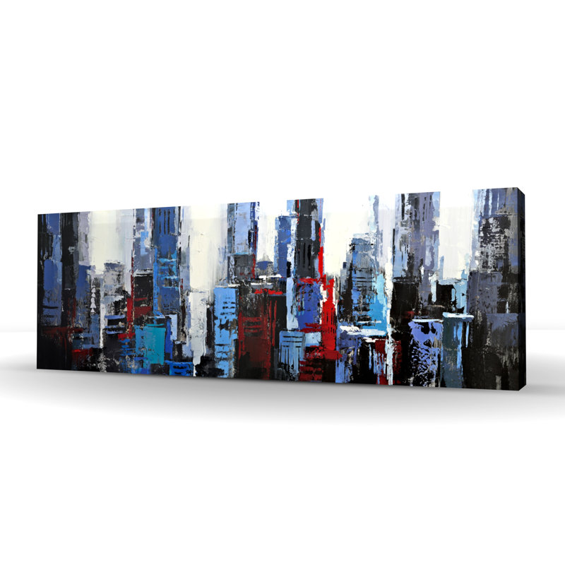 Abstract Blue City - Cities Office Canvas Home Decor Art