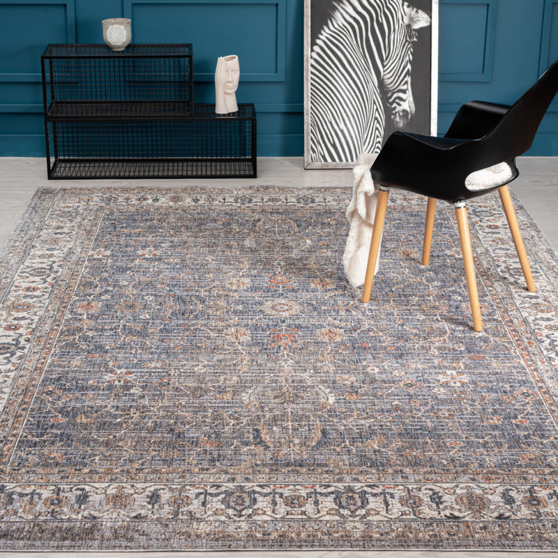6 Oriental Area Rug in Gray, Rectangle 7'6" x 9'6"