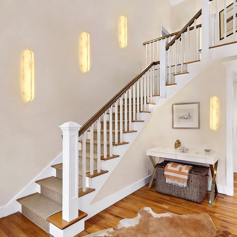 Modern Minimalist Led Linear Flush Mounted Sconce - Elegant Marble Texture With Gold Accent Strip, Marble/Gold